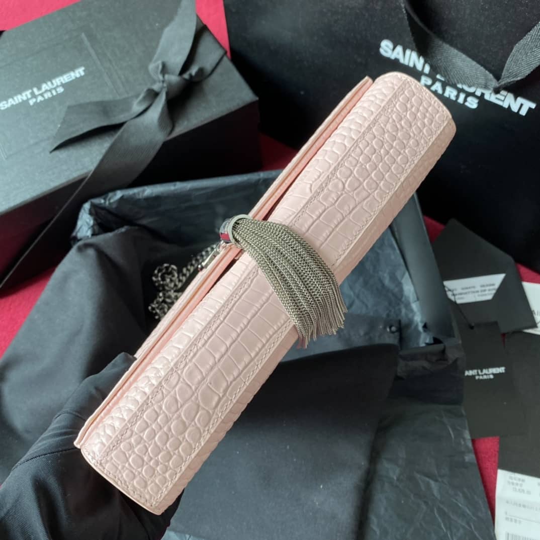 Y51 Monogram Kate Tassel Embossed Crocodile Shiny Leather Cohotbag