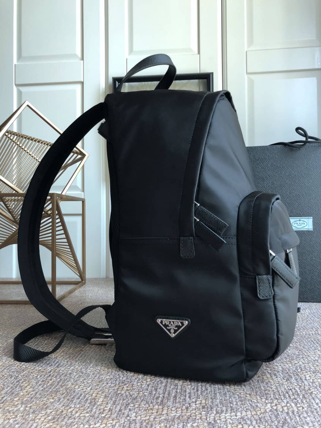Pra*a Backpack Dupe Nylon Leather Replica