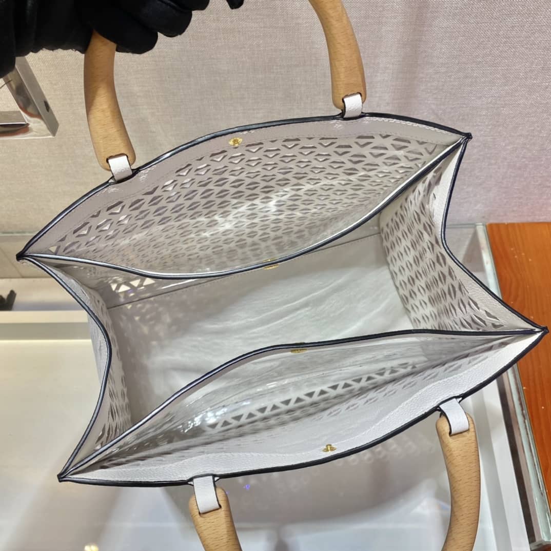 Pra*a Hollow Out Cowhide Leather Beech Tote