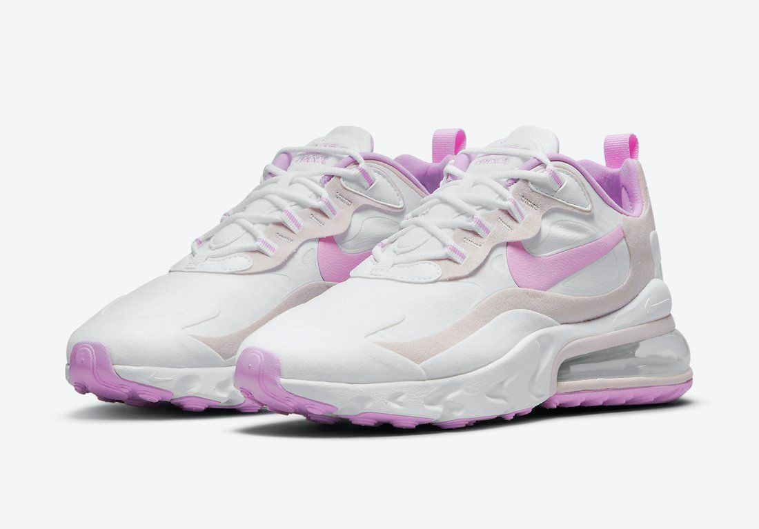 Air Max 270 React in White and Light Violet CZ1609-100