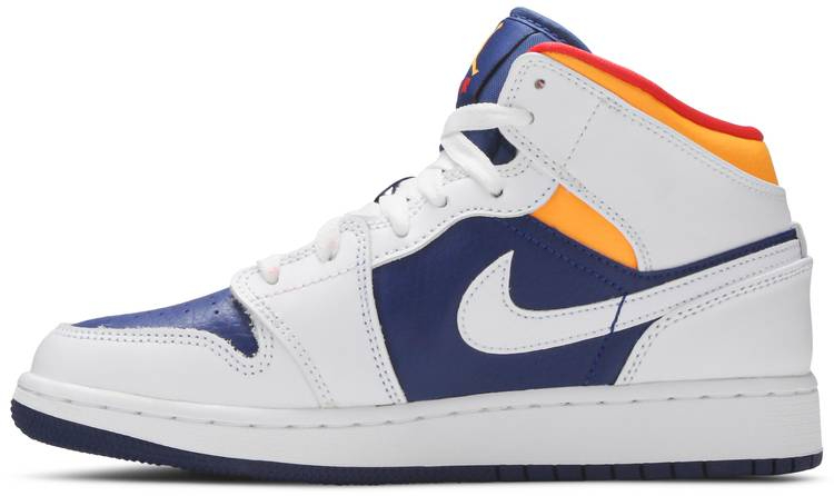 Air Jordan 1 Mid GS  White Deep Royal Blue  554725-131