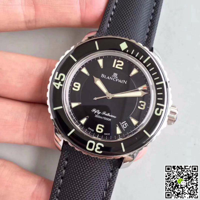 Replica Blancpain Fifty Fathoms 5015-1130-52 ZF Factory 1:1 Best Edition Swiss ETA2836-2 Black Sail-canvas Strap
