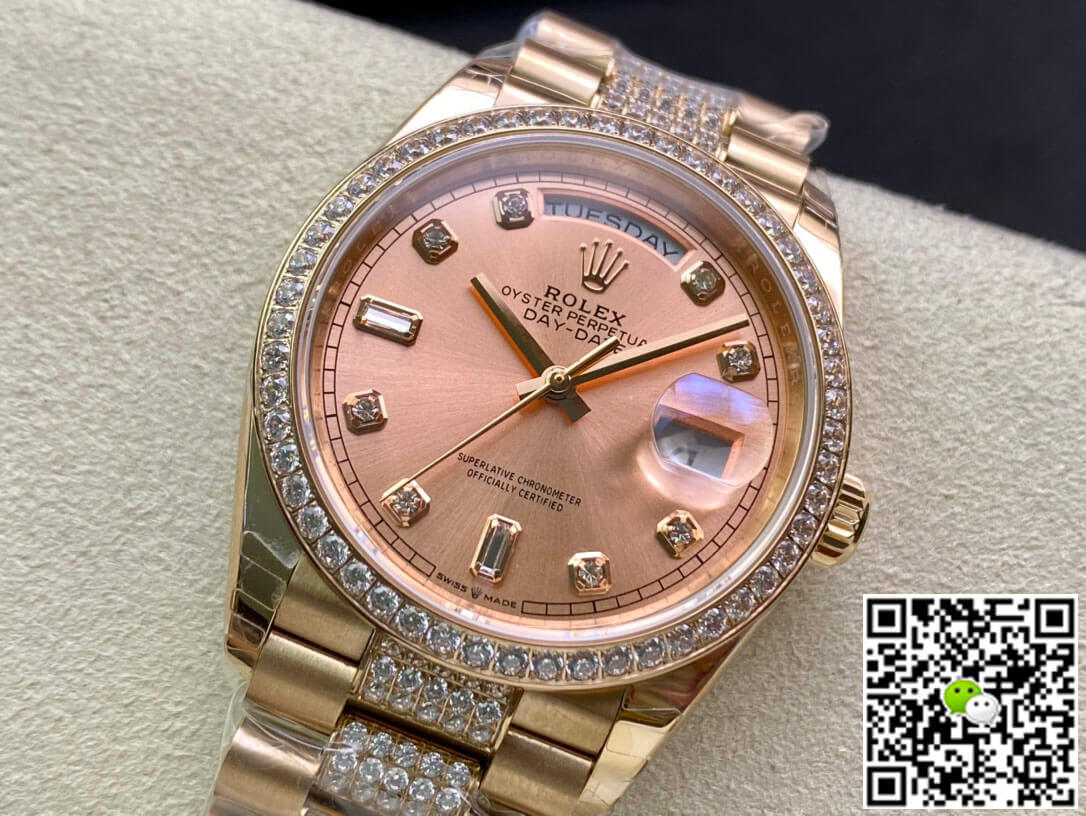 Replica R01ex Day Date M128345RBR-0020 1:1 Best Edition EW Factory Rose Gold Dial