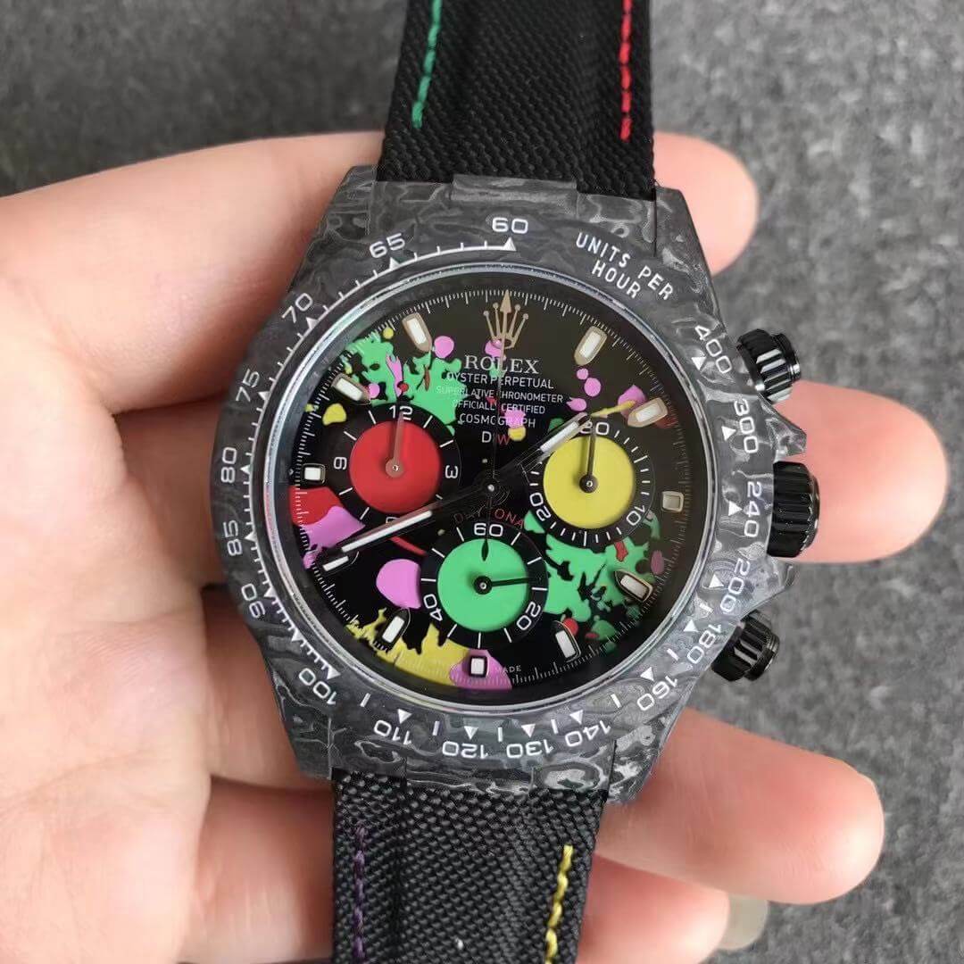 Replica R01ex Daytona Cosmograph Carbon Fiber Diw Customized Version 1:1 Best Edition Noob Factory Color Dial