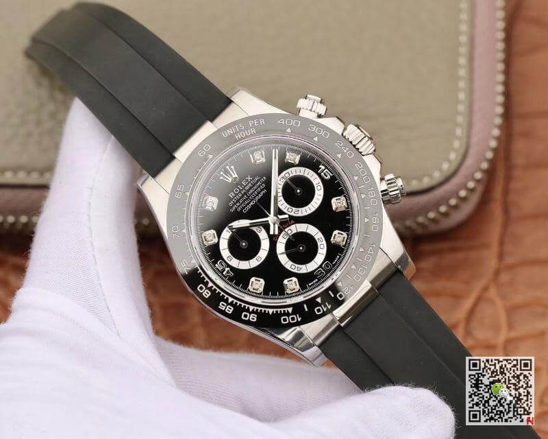 R01ex Daytona Replica  Cosmograph 116519 Noob Factory 1:1 Best Edition D1am0nds Markers Swiss ETA4130 Black Rubber Strap