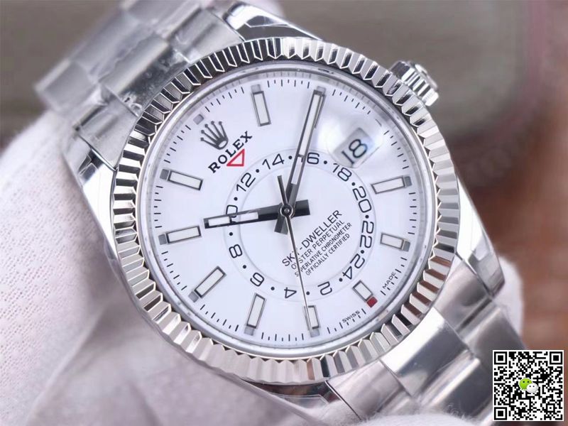 Replica R01ex Sky Dweller M326934-0001 1:1 Best Edition Noob Factory White Dial Swiss ETA9001