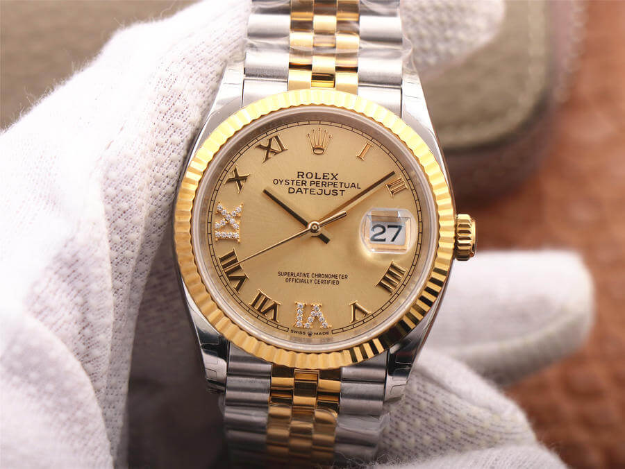 Replica R01ex Datejust 126233 1:1 Best Edition EW Factory Gold Dial