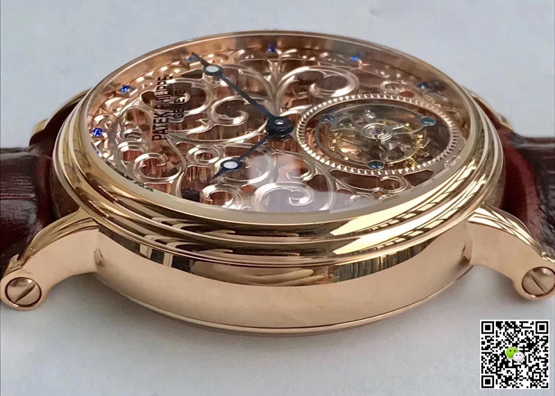 Pat*k Phi1i*pe Replica Tourbillon Sapphire 1:1 Best Edition Rose Gold Swiss Tourbillon