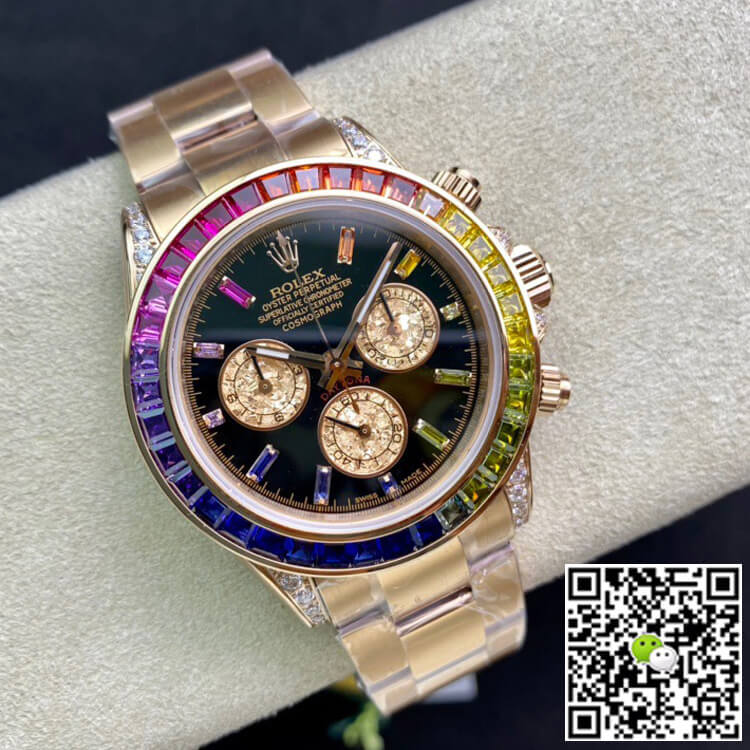 Replica R01ex Daytona 116595 RBOW 1:1 Best Edition TW Factory Rose Gold Black Dial