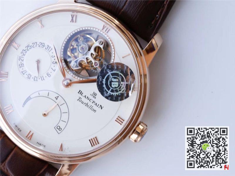 Replica Blancpain Villeret 6025-1542-55 Real Tourbillon 1:1 Best Edition JB Factory Rose Gold Case Swiss Cal.25
