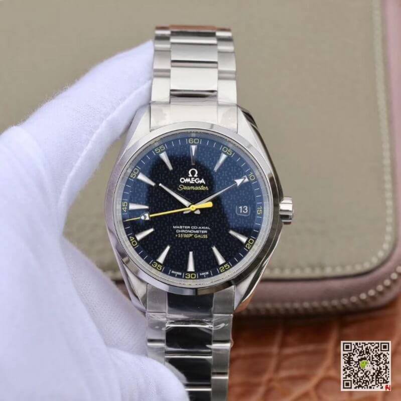 Replica 0me*ga Seamaster Aqua Terra 231.10.42.21.03.004 150M  James Bond  Stainless Steel 1:1 Best Edition Stainless Steel Bracelet Swiss ETA8500 Blue textured dial