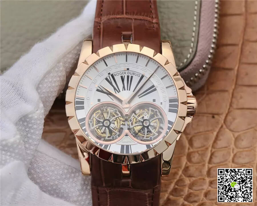 Replica Roger Dubuis Excalibur RDDBEX0249 1:1 Best Edition JB Factory Tourbillon White Dial
