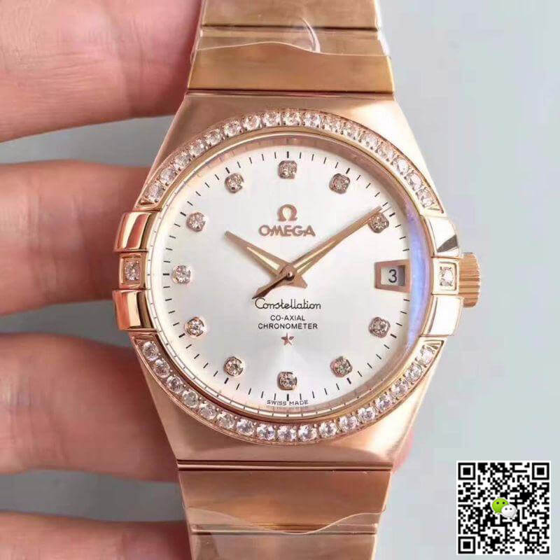 Replica 0me*ga Constellation 123.25.38.21.52.001 3S Factory 1:1 Best Edition Swiss ETA8500 18K Rose Gold Bracelet