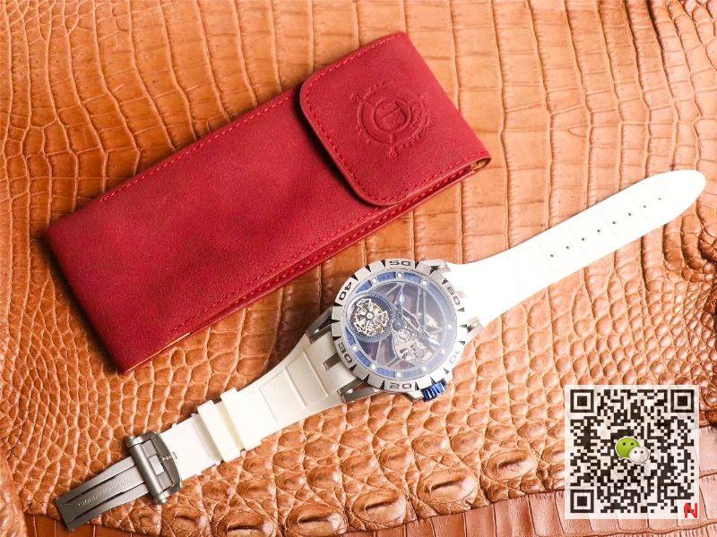 Replica Roger Dubuis Excalibur RDDBEX0622 Tourbillon JB Factory 1:1 Best Edition Blue Hollow Dial Swiss RD505SQ