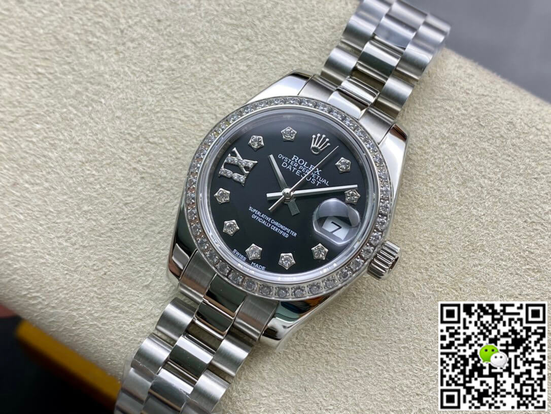 Replica R01ex Datejust 28MM 1:1 Best Edition BP Factory D1am0nd set Black Dial