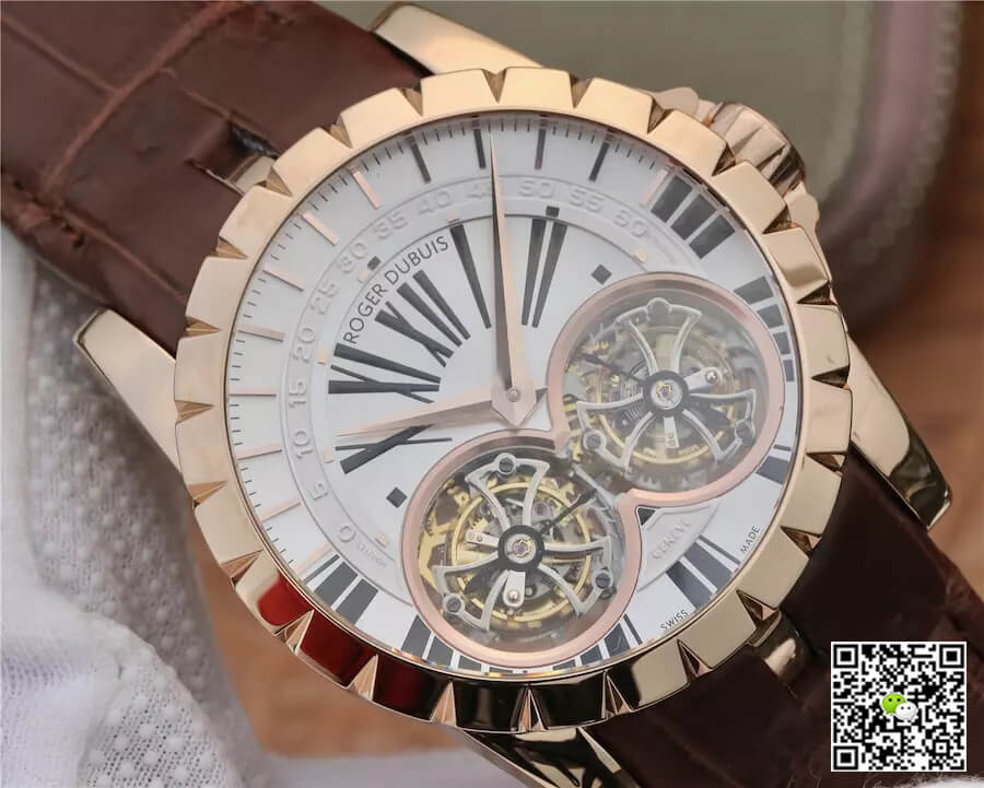 Replica Roger Dubuis Excalibur RDDBEX0249 1:1 Best Edition JB Factory Tourbillon White Dial