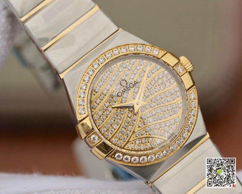 Replica 0me*ga Constellation Quartz Ladies 18K Yellow Gold D1am0nd Dial TW Factory 1:1 Best Edition Swiss Eta Quartz 1376
