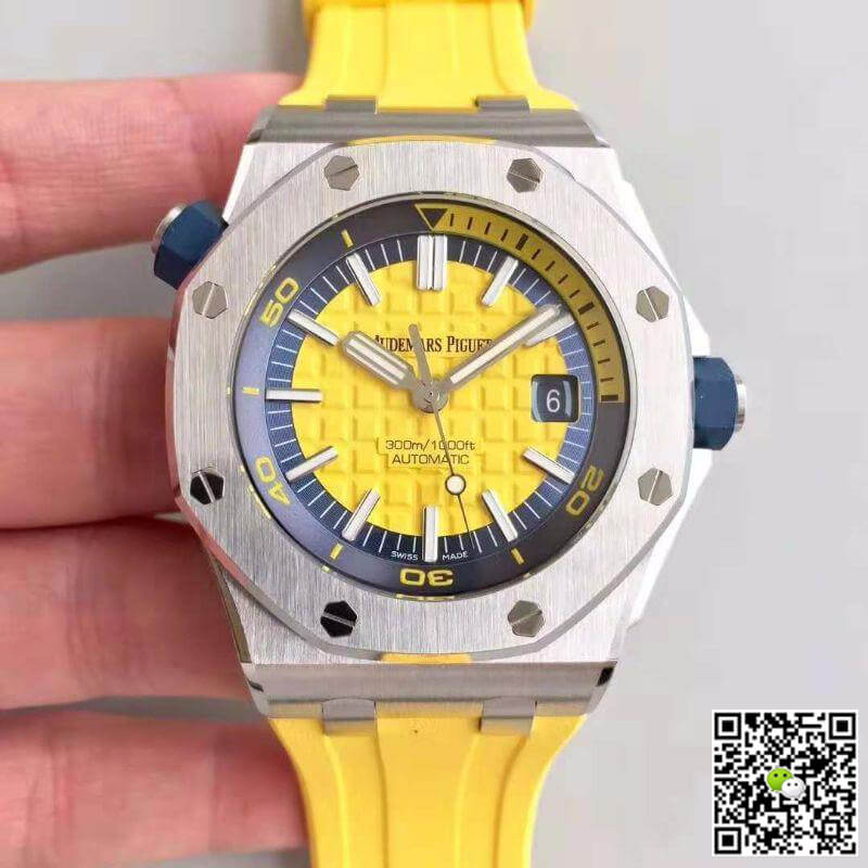 Replica Audemars P1g*et Royal Oak Offshore Diver 15710ST.OO.A051CA.01 JF Factory 1:1 Best Edition Swiss ETA3120 Yellow Textured Dial