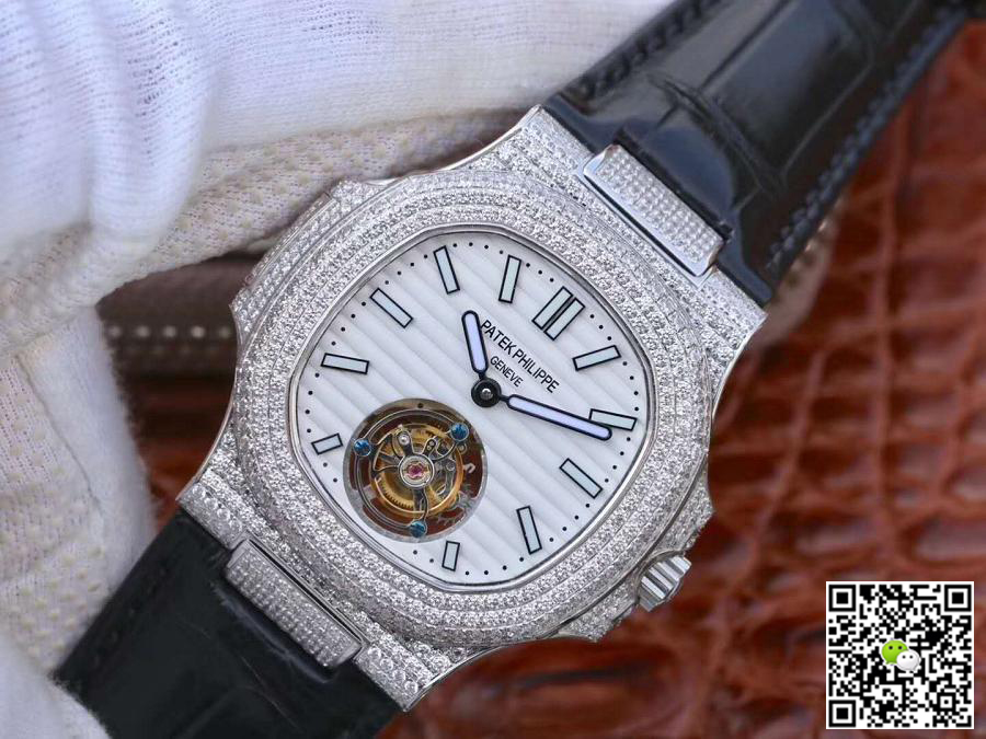 Pat*k Phi1i*pe Replica Nautilus Jumbo 5711 R8 Factory 1:1 Best Edition Swiss Tourbillon White Dial