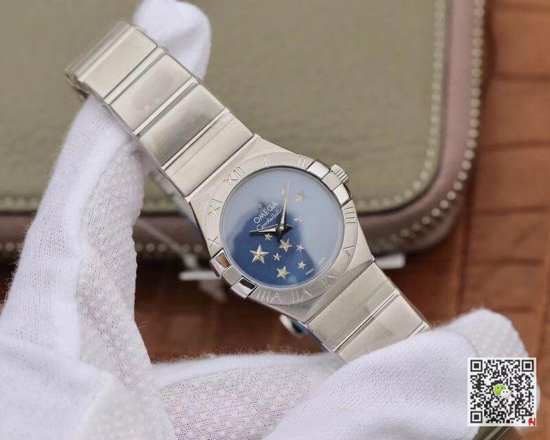 Replica 0me*ga Constellation Quartz Ladies 27mm TW Factory 1:1 Best Edition Swiss Eta Quartz 1376 Blue Dial