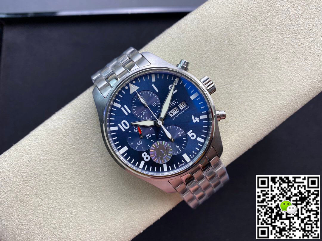 Replica IWC Pilot Chronograph IW377717 ZF Factory 1:1 Best Edition Swiss ETA7750 Blue Dial