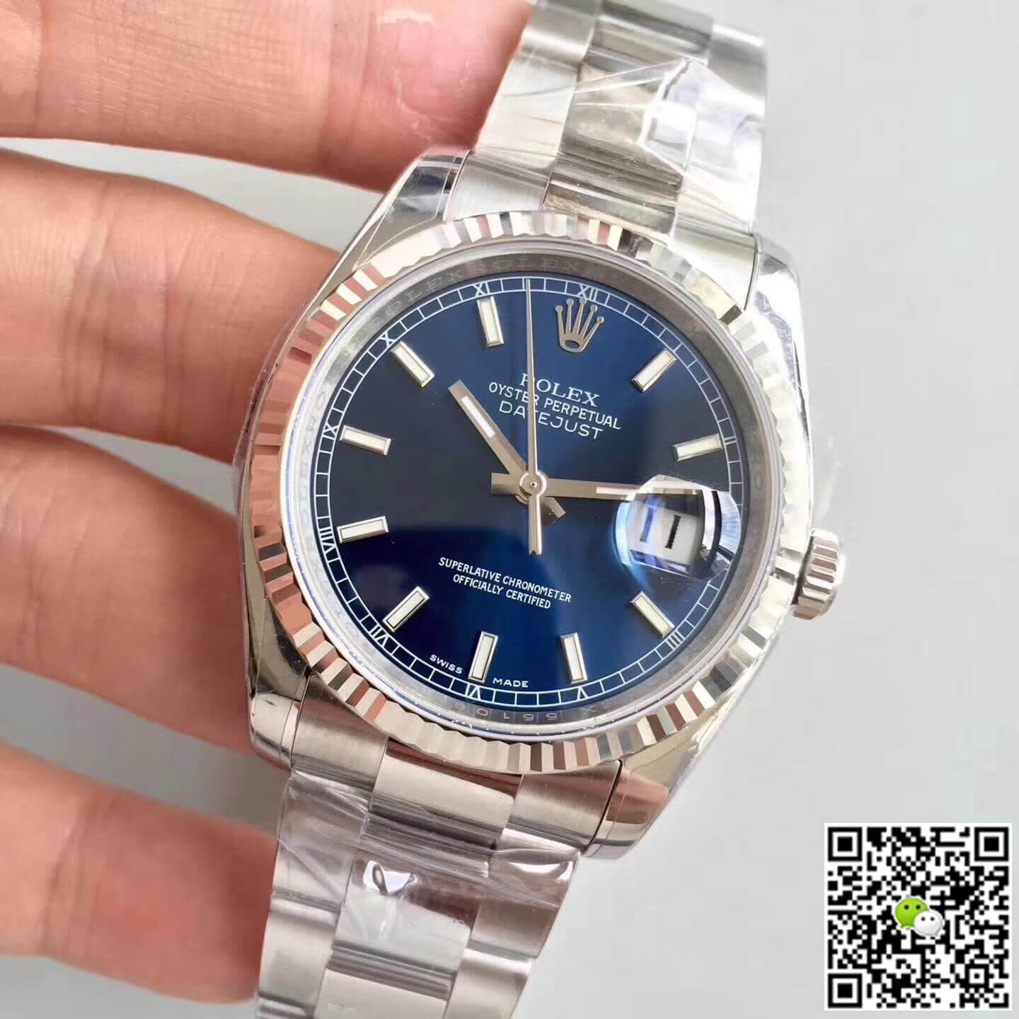 R01ex Dupe Datejust 36mm 116234 1:1 Best Edition Swiss ETA3135 Blue Dial Stick Marker