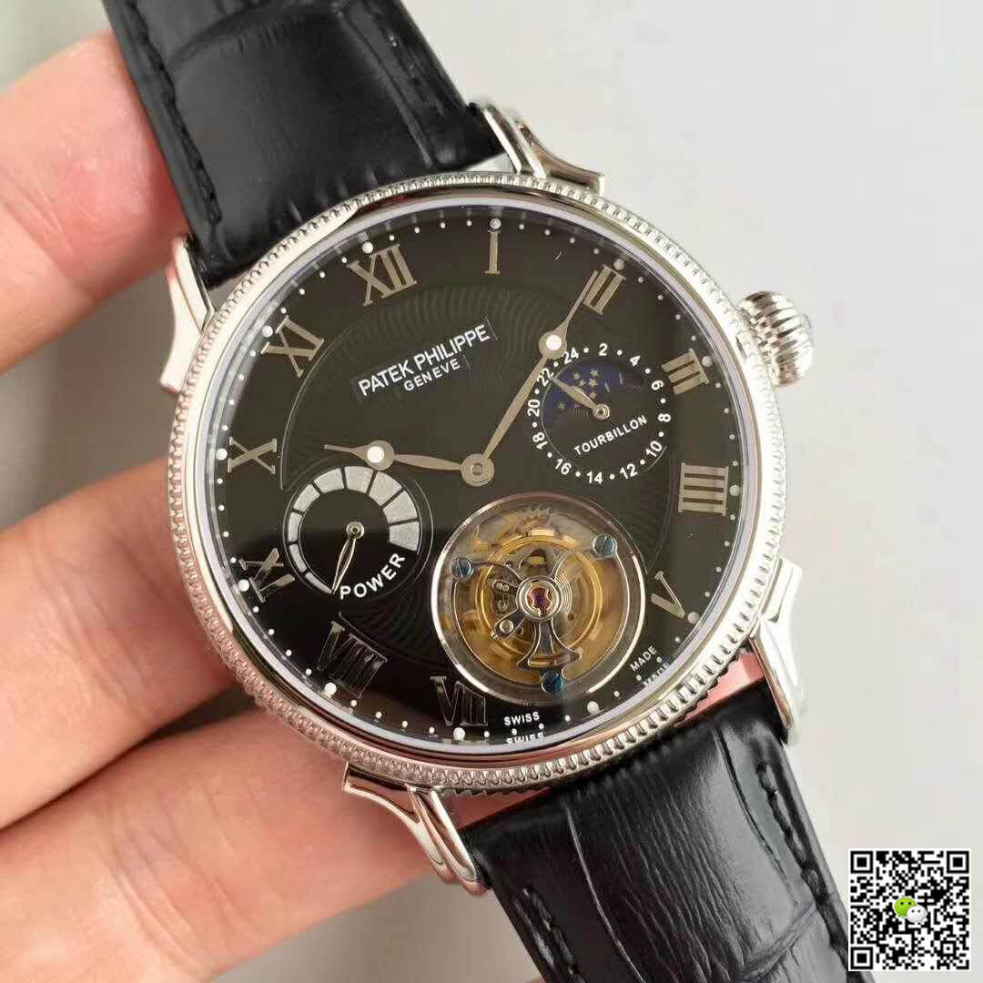 Pat*k Phi1i*pe Replica Tourbillon Moonphase 1:1 Best Edition Swiss Tourbillon Black Dial