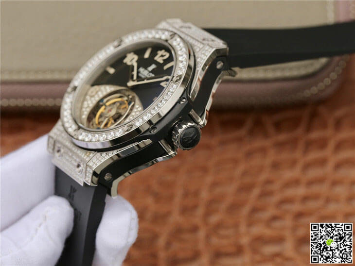 Replica Hublot Big Bang Tourbillon 1:1 Best Edition D1am0nd Black Dial