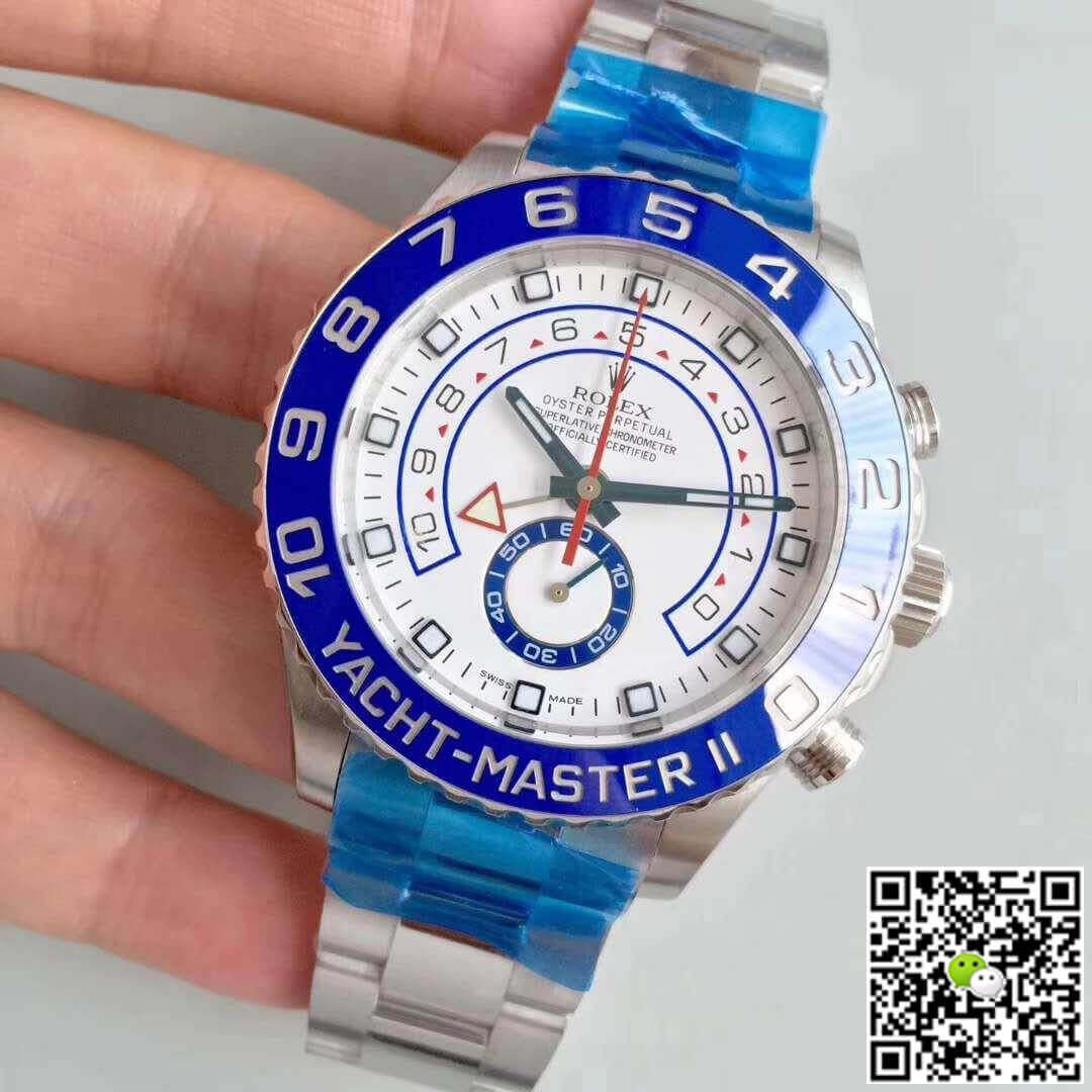 Replica R01ex Yacht-Master II 116680 JF Factory 1:1 Best Edition Swiss ETA7750 White Dial