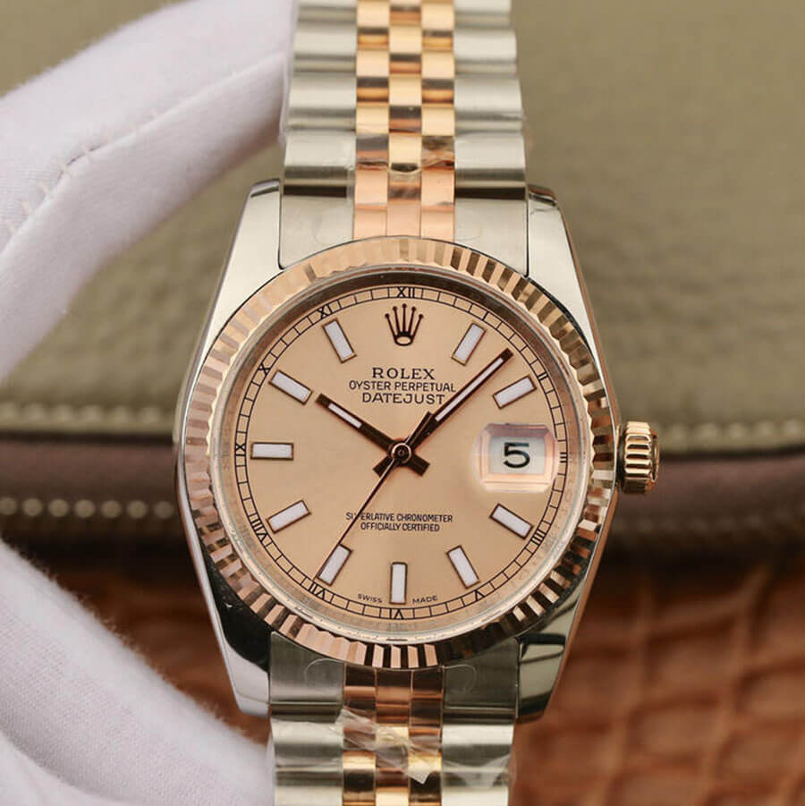 Replica R01ex Datejust 116231 36MM 1:1 Best Edition GM Factory Rose Gold Pink Dial