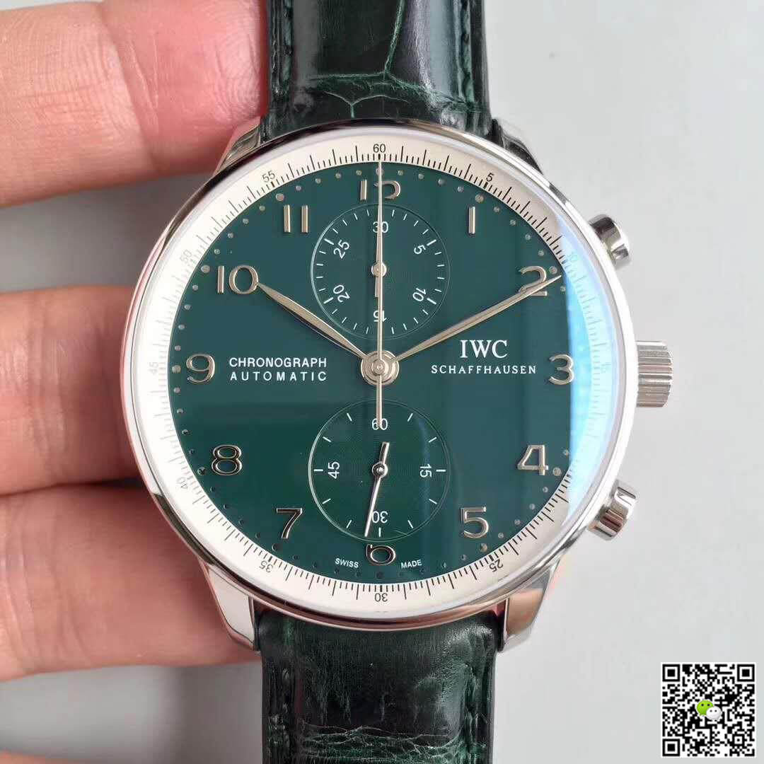 IWC Replica Portuguese YL Factory 1:1 Best Edition Swiss ETA69355 Green Dial With Silver Markers