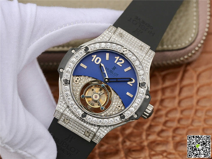 Replica Hublot Big Bang Tourbillon 1:1 Best Edition D1am0nd Blue Dial