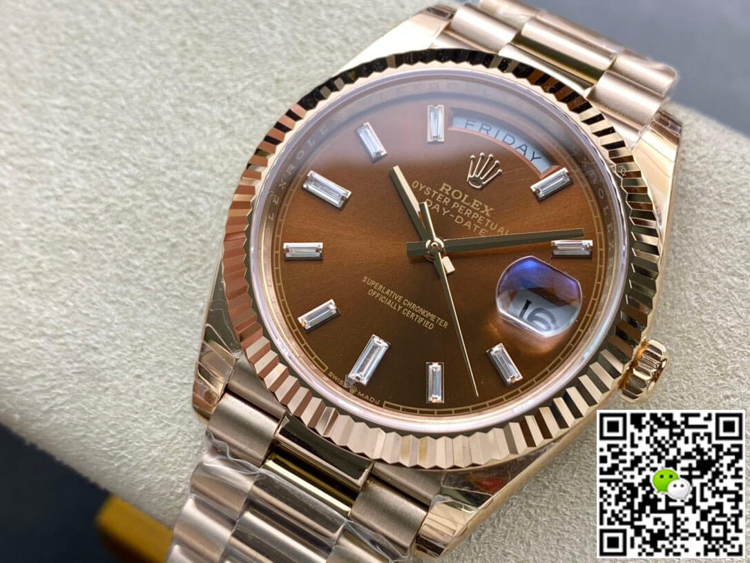 Replica R01ex Day Date 228235 1:1 Best Edition EW Factory V2 Brown Dial