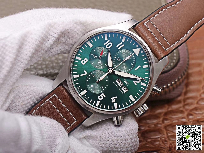 Replica IWC Pilot Chronograph IW377726 1:1 Best Edition ZF Factory Green Dial Swiss ETA7750