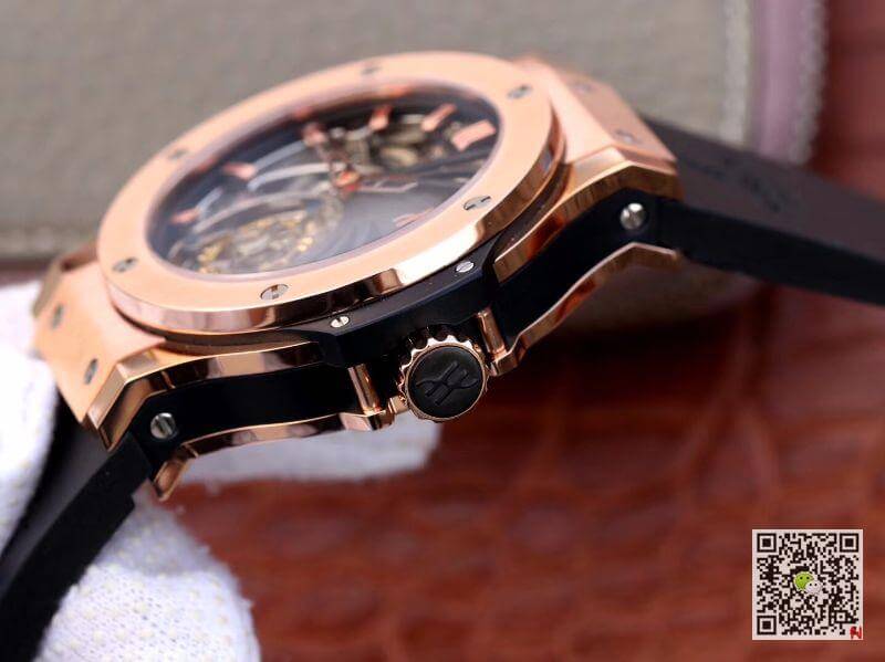 Replica Hublot Big Bang hollow tourbillon 1:1 Best Edition Swiss Seagull hand-winding tourbillon movement 18K Rose Gold