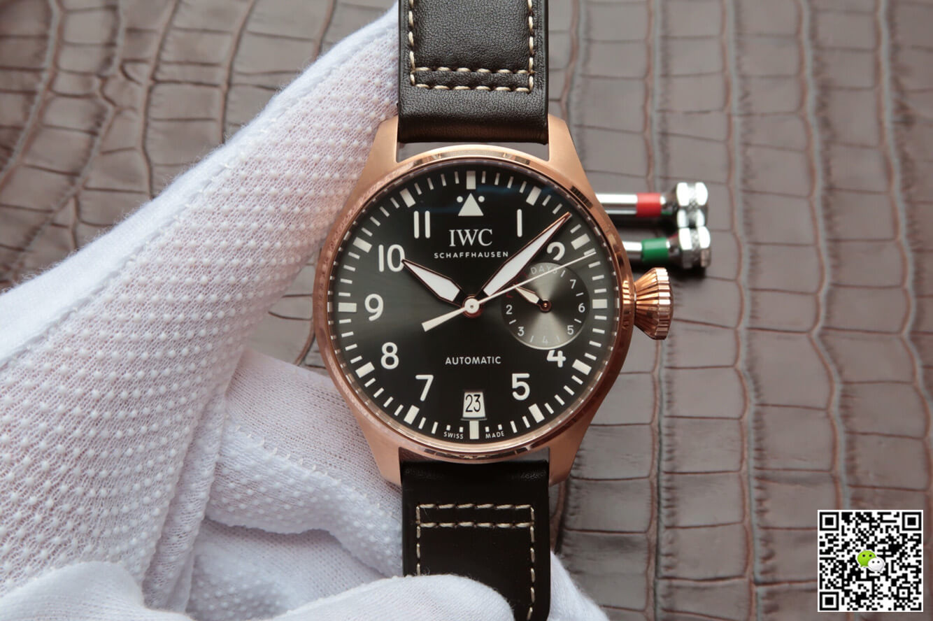 Replica IWC Big Pilot IW500901 1:1 Best Edition ZF Factory Rose Gold Black Dial