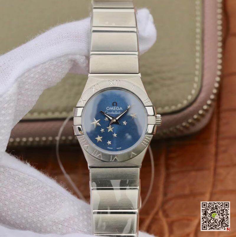 Replica 0me*ga Constellation Quartz Ladies 27mm TW Factory 1:1 Best Edition Swiss Eta Quartz 1376 Blue Dial