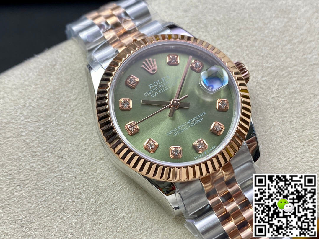 Replica R01ex Datejust 31MM 1:1 Best Edition EW Factory Rose Gold Green Dial