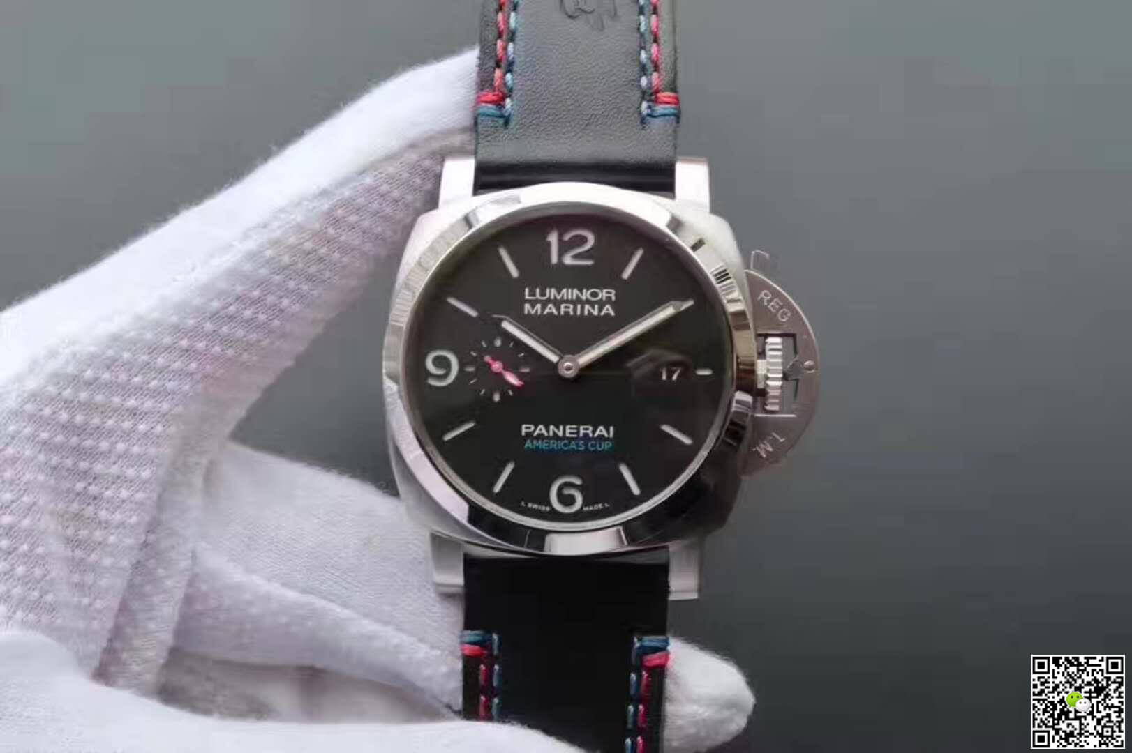 Pa*e*a1 Replica Luminor Marina 1950 PAM727 ZF Factory 1:1 Best Edition Swiss ETA P9010 Black Leather Strap