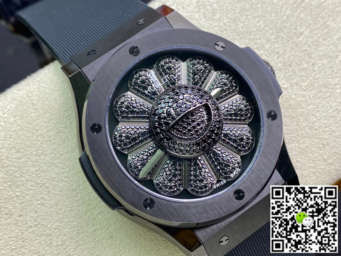 Replica Hublot Classic Fusion Takashi Murakami 507.CX.9000.RX.TAK21 1:1 Best Edition Sunflower Black Dial