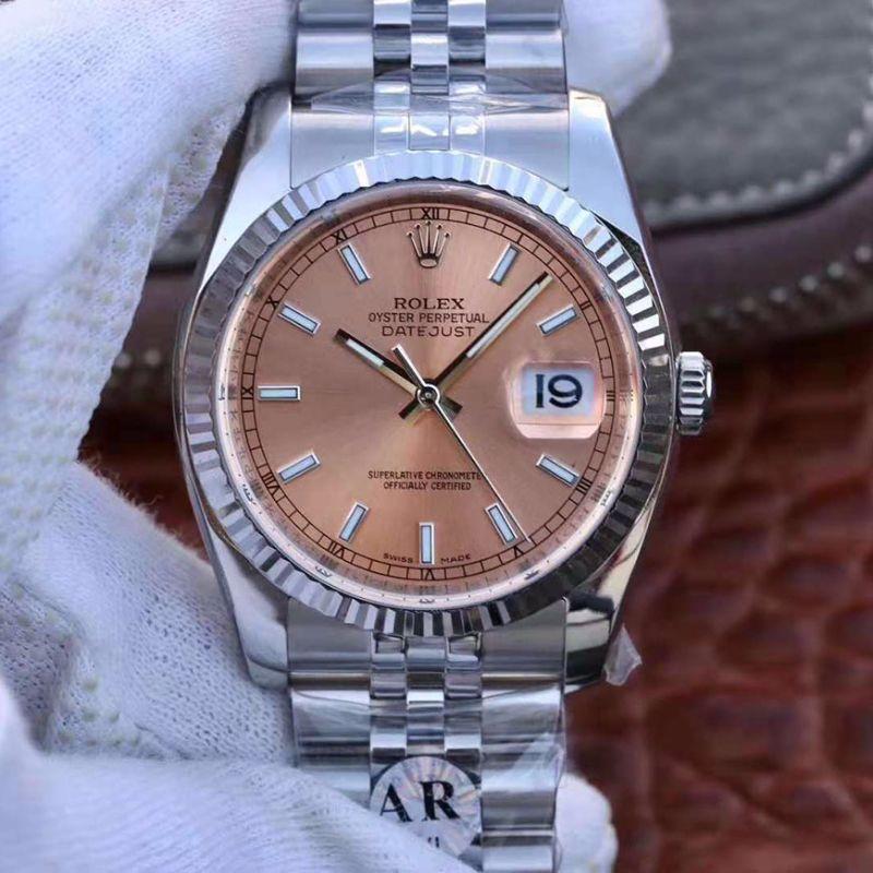 R01ex Dupe Datejust 36mm 116234-0090 1:1 Best Edition Swiss ETA3135 Rosegold Dial