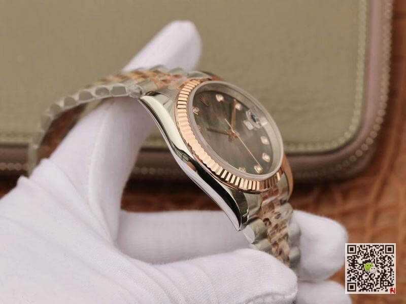 Replica R01ex Date-Just 36mm 1:1 Best Edition Gray Dial D1am0nd Markers 18K Gold Wrapped Swiss ETA3135