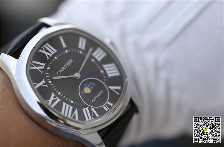Replica Drive De Ca*t1er Moonphase WGNM0009 1:1 Best Edition Stainless Steel Black Dial