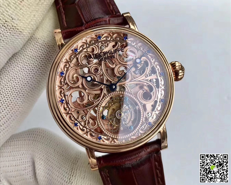 Pat*k Phi1i*pe Replica Tourbillon Sapphire 1:1 Best Edition Rose Gold Swiss Tourbillon