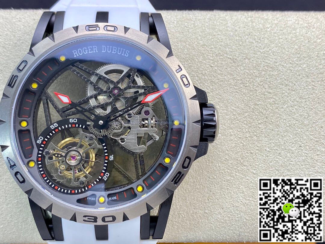 Replica Roger Dubuis Excalibur RDDBEX0549 1:1 Best Edition BBR Factory Tourbillon White Strap