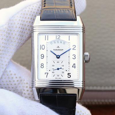 Jaeger Lecoultre Replica Grande Reverso Duo 3742421 Mechanical Watches 1:1 Best Edition Swiss ETA986 Silver Dial Black Leather Strap