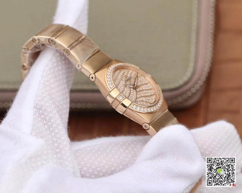 Replica 0me*ga Constellation 27mm Quartz Ladies 18K Rosegold TW Factory 1:1 Best Edition Swiss Eta Quartz 1376