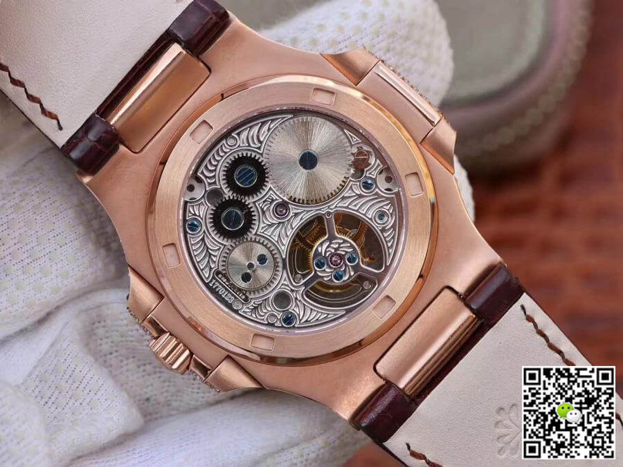 Pat*k Phi1i*pe Replica Nautilus Jumbo 5711 R8 Factory 1:1 Best Edition Swiss Tourbillon Rose Gold