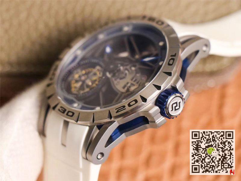 Replica Roger Dubuis Excalibur RDDBEX0622 Tourbillon JB Factory 1:1 Best Edition Blue Hollow Dial Swiss RD505SQ
