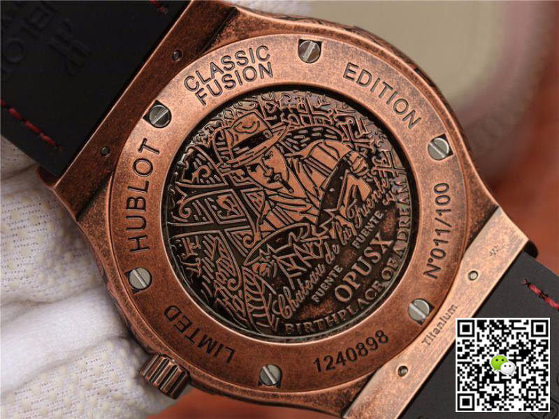 Replica Hublot Classic Fusion 511.OX.6670.LR.OPX17 JJ Factory 1:1 Best Edition Swiss ETA2892 Dark Red Gummy Strap